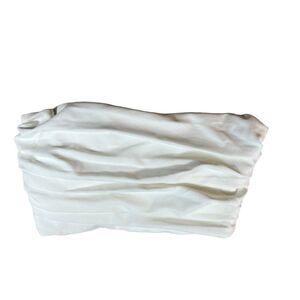 Zara White Ruched Crop Strapless Top